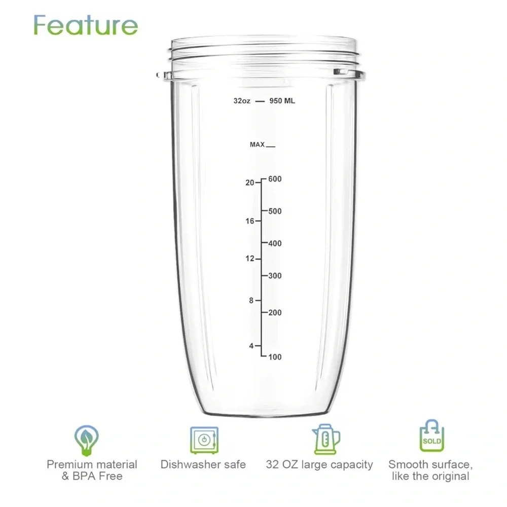 7 Pieces nutribullet Blender Cups & Blade Replacement Set 32oz